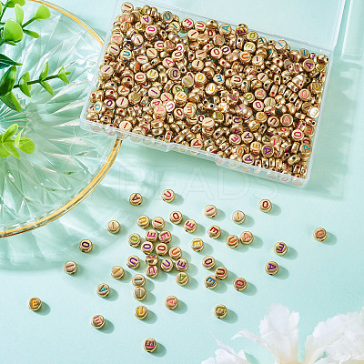 500Pcs 5 Styles Plating Opaque Acrylic Beads OACR-TA0003-60-1