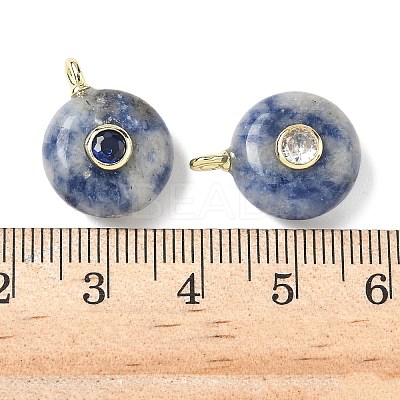 Natural Blue Spot Jasper Flat Round Pendants G-H318-01G-07-1