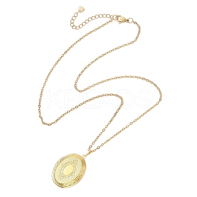 2Pcs 2 Colors Brass Oval Locket Pendant Necklaces NJEW-JN05905-1