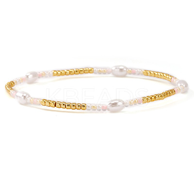 Imitation Pearl Beaded Stretch Bracelets for Women AM8486-2-1