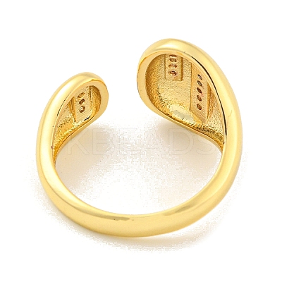 Brass Micro Pave Clear Cubic Zirconia Open Cuff Ring for Women RJEW-M173-02A-G-1