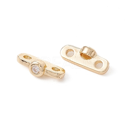 Rack Plating Brass Pave Clear Cubic Zirconia Connector Charms LS-KK-G433-04LG-1