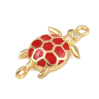 Brass Enamel Sea Turtle Connector Charms KK-I352-37G-1