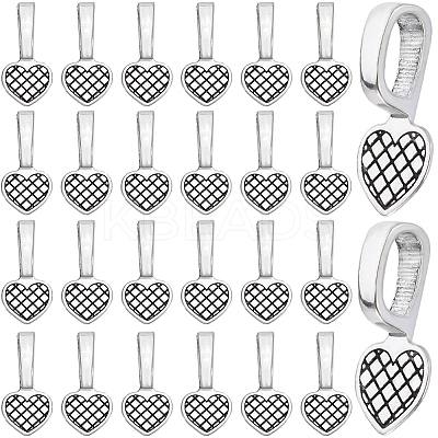 100Pcs Tibetan Style Alloy Heart Glue-on Flat Pad Pendant Bails FIND-SP0001-85-1