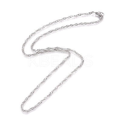 Non-Tarnish 304 Stainless Steel Singapore Chain Necklaces MAK-L015-25C-P-1