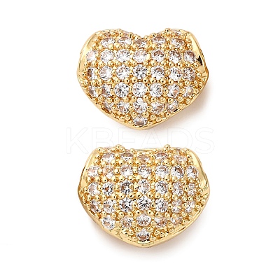 Brass Micro Pave Cubic Zirconia Beads KK-F895-05G-1