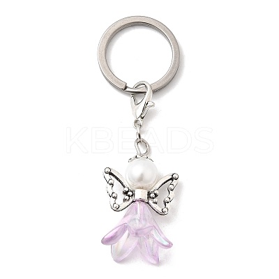 50Pcs Angel Glass & Acrylic Pendant Decorations HJEW-AL0058-1