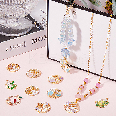 36Pcs 18 Styles Rack Plating Alloy Enamel Pendants FIND-SC0012-30-1