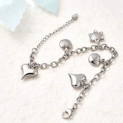 304 Stainless Steel Charm Bracelets BJEW-P368-06A-P-1