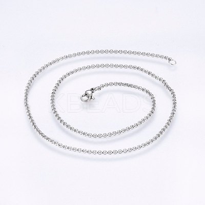 Non-Tarnish 304 Stainless Steel Rolo Chain Necklaces NJEW-F221-04P-1