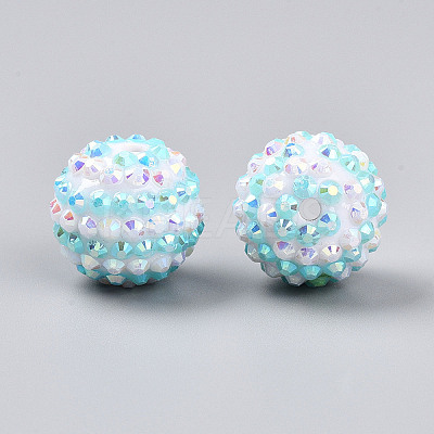 Stripe Pattern Resin AB Rhinestone Round Beads RESI-S313-18x20-15-1