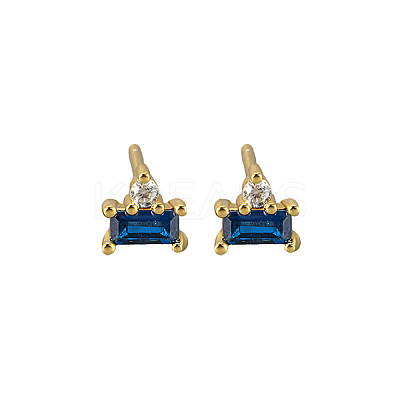Geometric S925 Silver Zircon Rectangle Stud Earrings SC5320-4-1