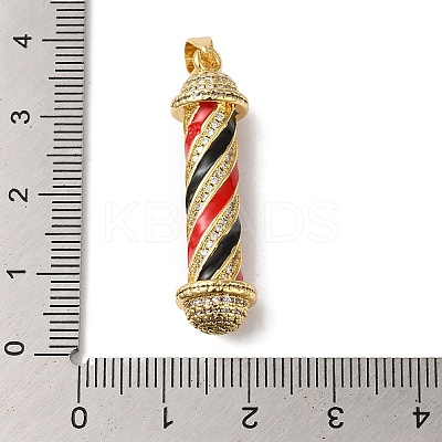 Rack Plating Brass Micro Pave Cubic Zirconia and Enamel Pendants KK-B092-14G-01-1