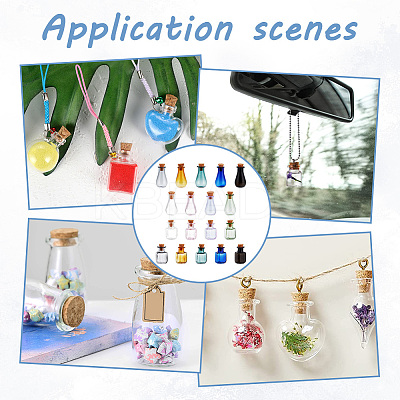 18Pcs 18 Colors Glass Cork Bottles Ornament AJEW-BC0003-98-1