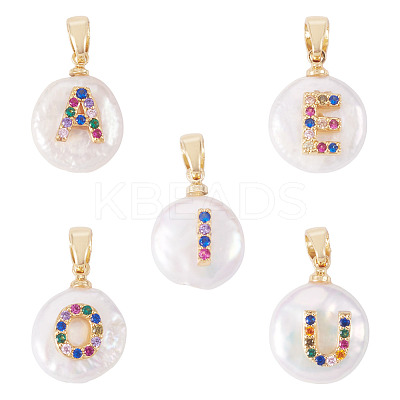 5Pcs 5 Styles Natural Cultured Freshwater Pearl Pendants KK-TA0002-27-1