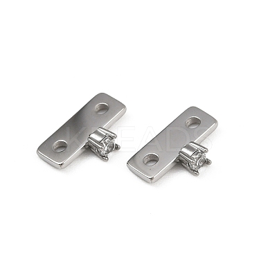 304 Stainless Steel Crystal Rhinestone Rectangle Spacer Bars STAS-F322-08P-1