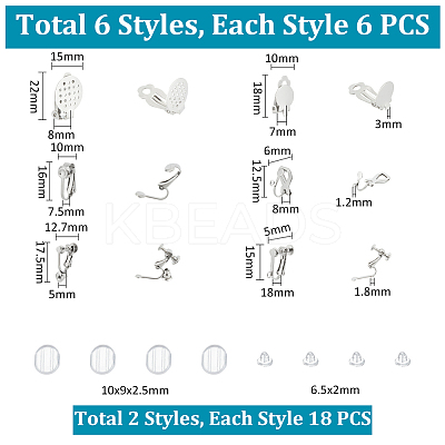 36Pcs 6 Styles 304 Stainless Steel Converter STAS-UN0053-57-1