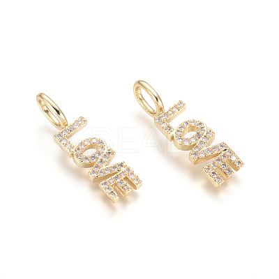 Brass Micro Pave Clear Cubic Zirconia Pendants LS-ZIRC-L085-41G-1