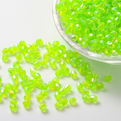 Bicone AB Color Plated Eco-Friendly Transparent Acrylic Beads LS-TACR-A003-6mm-35-1