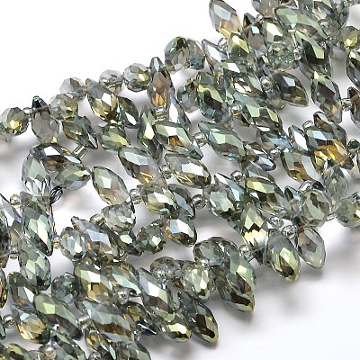 Faceted Teardrop Full Rainbow Plated Electroplate Glass Beads Strands EGLA-J131-FR12-1