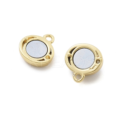Brass Natural Black Lip Shell Epoxy Magnetic Clasps KK-G528-01G-01-1
