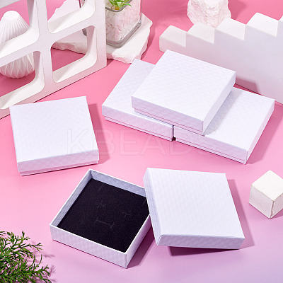 5Pcs Rhombus Textured Cardboard Jewelry Packing Boxes with Sponge Inside CBOX-TA0001-18A-1