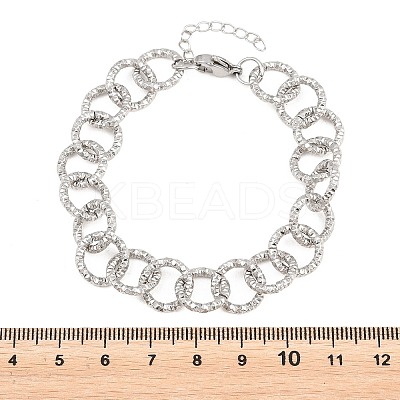 Hammered 304 Stainless Steel Rolo Chain Bracelets for Women BJEW-A160-10P-1