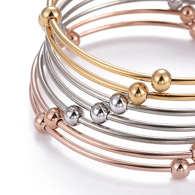 Fashion 201 Stainless Steel Bangle Sets BJEW-L664-023C-M-1-1