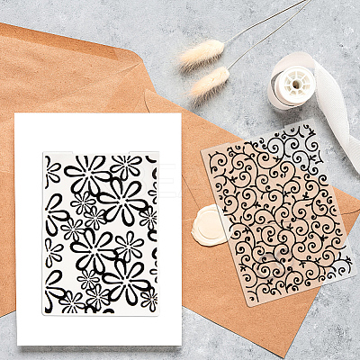 2Pcs 2 Styles Plastic Embossing Folders DIY-CP0008-85B-1