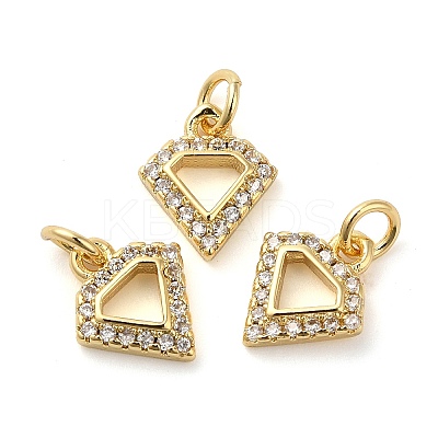 Brass Micro Pave Cubic Zirconia Pendants KK-E048-08G-1