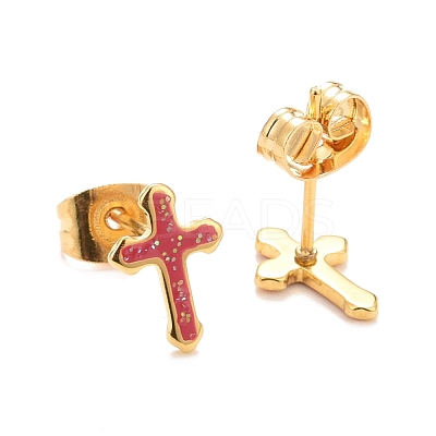 304 Stainless Steel Enamel Stud Earrings EJEW-B009-15G-1