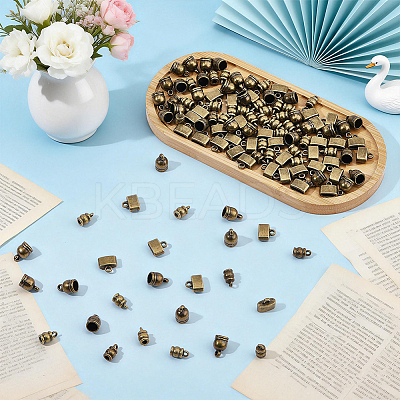 120Pcs 3 Styles CCB Plastic with Alloy Cord Ends FIND-WR0013-11-1