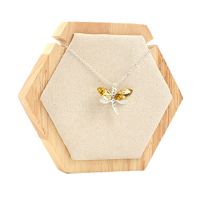 Hexagon Wooden Single Necklace Displays Stands NDIS-WH0017-01A-1