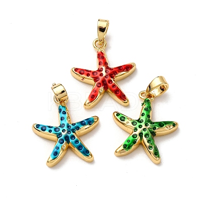 Brass Enamel Pendants KK-K305-02G-1