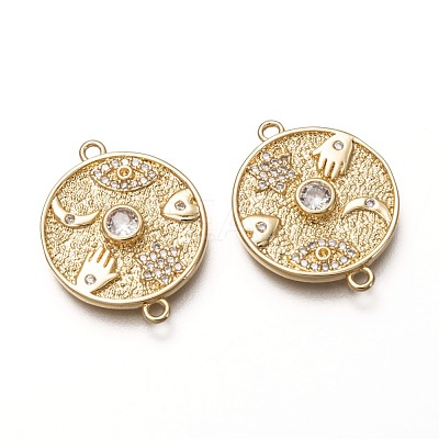 Brass Micro Pave Clear Cubic Zirconia Links Connectors ZIRC-C020-20G-1