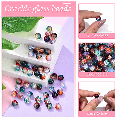 DIY Round Crackle Glass Beads Bracelets Making Kits DIY-YW0016-06-1