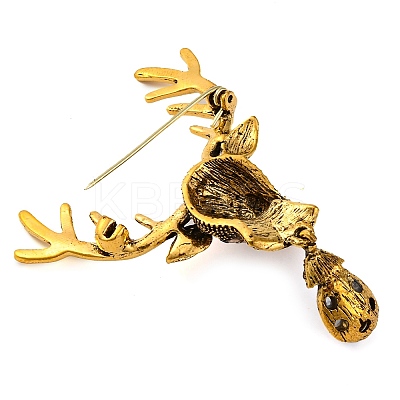 Animal Zinc Alloy Rhinestone Brooches JEWB-R052-01AG-02-1