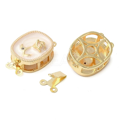 Brass Micro Pave Clear Cubic Zirconia with Enamel Box Clasps KK-G505-02G-1