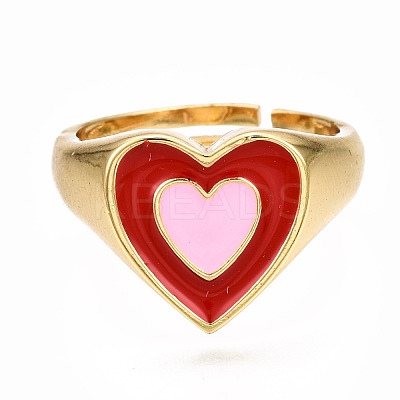Adjustable Brass Enamel Finger Rings RJEW-N035-023-NF-1