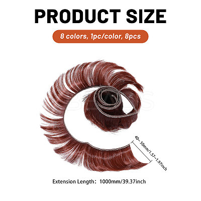 8Pcs 8 Styles High Temperature Fiber Short Bangs Hairstyle Doll Wig Hair DIY-GL0005-62-1