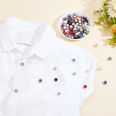 120Pcs 12 Colors 1-Hole Plastic Imitation Pearls Shank Buttons BUTT-WR0001-16-1