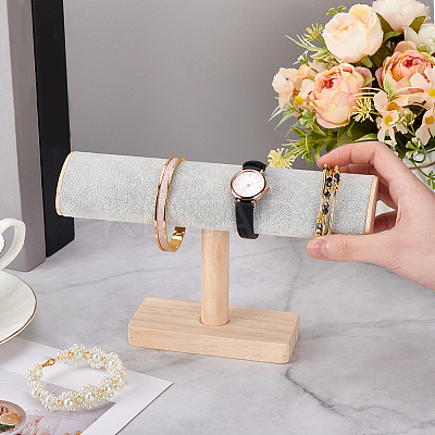 Wood & Velvet T Bar Bracelet Display Stands ODIS-WH0061-40A-1