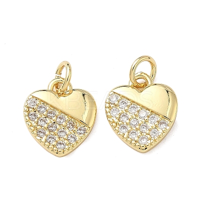 Brass Micro Pave Clear Cubic Zirconia Pendants KK-F930-09G-1