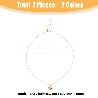 2Pcs 2 Colors Alloy Pendant Necklaces Set NJEW-FI0001-54-1
