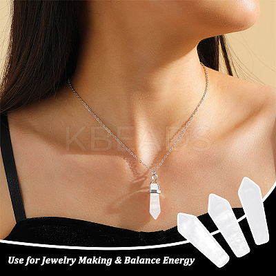 12Pcs Natural Quartz Crystal Pointed Beads G-OC0003-99-1