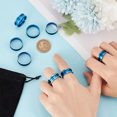 14Pcs 7 Size Stainless Steel Grooved Finger Rings Set RJEW-UN0002-71BL-1