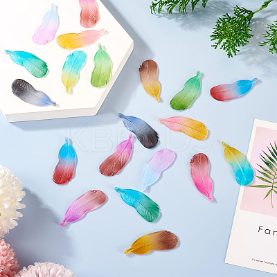 20Pcs 10 Colors Two Tone Frosted Acrylic Pendants FACR-TA0001-07-1