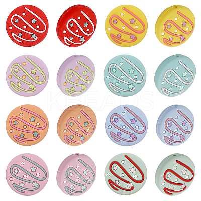 16Pcs 8 Colors Doughnut Food Grade Eco-Friendly Silicone Beads SIL-CA0002-64-1