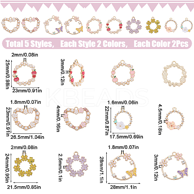 20Pcs 10 Styles Alloy Enamel Pendants ENAM-SC0004-12-1