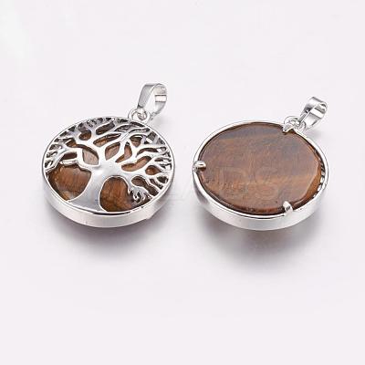 Natural Tiger Eye Pendants G-E388-06P-1